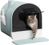 Bac à litière pour chat - Toilettes pour chat - Plateau amovible - Avec tapis à litière pour chat et pelle à litière pour chat - Vert