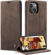 Caseme Retro Wallet Case hoesje voor iPhone 15 - Coffee