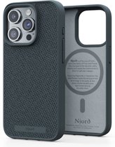 Njord Collections Fabric Telefoonhoesje - Geschikt voor iPhone 15 Pro - 2M valbestendig - 100% gereycled materiaal - Mag Compatibel – Grijs