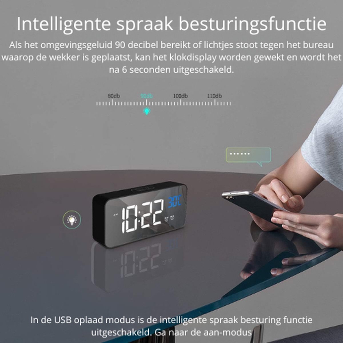 LED Horloge Digital Murale Silencieuse Grand 3D Numérique Blanche Moderne  L'alarme De Snooze Luminosité de 3 Niveau USB Charge - Cdiscount Maison