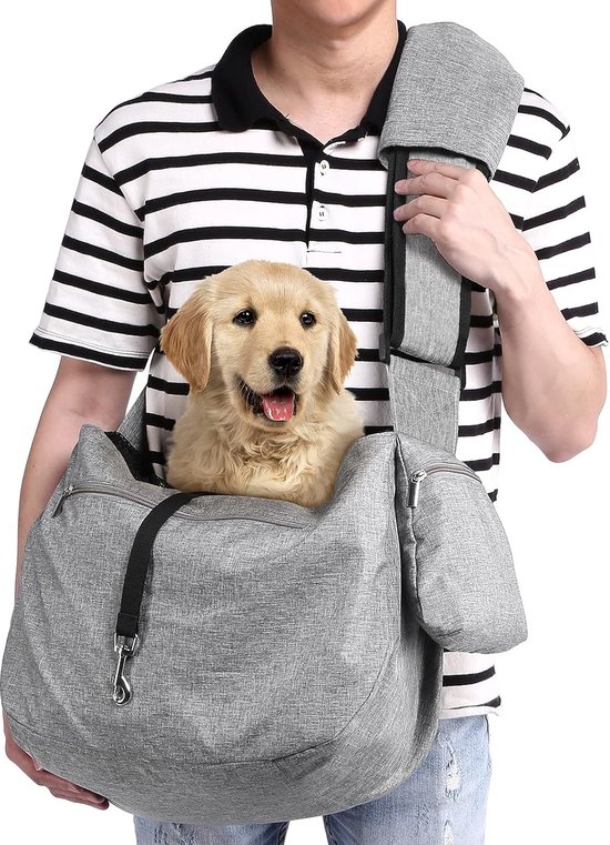 Sac de transport pour chien, sac pour chien jusqu'à 11 kg, écharpe pour chien, sac pour chien avec bandoulière réglable et poche avant et épaulette