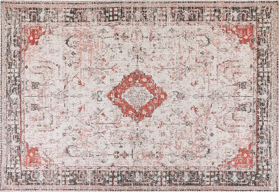 ATTERA - Laagpolig vloerkleed - Rood - 160 x 230 cm - Katoen