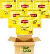 Damsouq® Multipack Thee Lipton Yellow Label Thee noir 6x 100 sachets de thé (sans enveloppe) (900 grammes au total)
