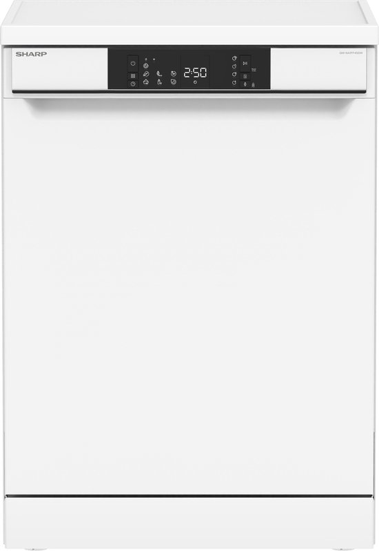 Sharp-QWNA1FF45DWEU-vrijstaande vaatwasser-energieklasse D-besteklade-wit