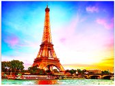 Peinture de diamants Adultes - Forfait complet - 30 x 40 cm - Pierres rondes - Peinture Diamant - Tour Eiffel avec coucher de soleil