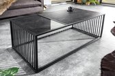 Table basse Design ARCHITECTURE 100cm marbre noir verre fumé métal