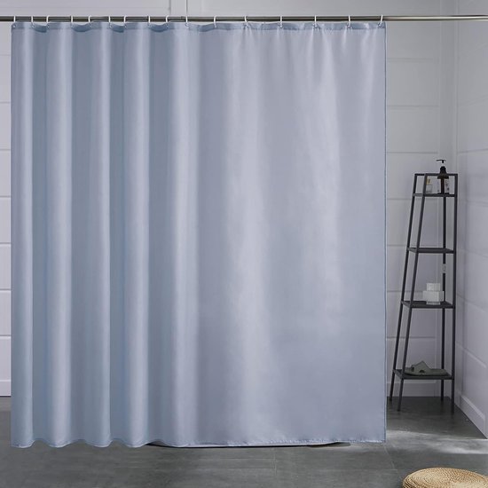 Rideau de douche en tissu lavable anti-moisissure en polyester imperméable  bleu/gris