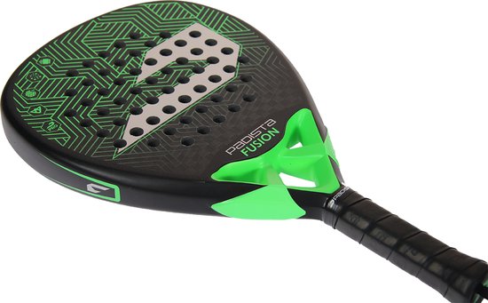 Padista Fusion Padel racket - Padel - 12K Carbon - Groen - Sandy Spray - Druppelvorm - Black EVA Foam - Incl. padeltas