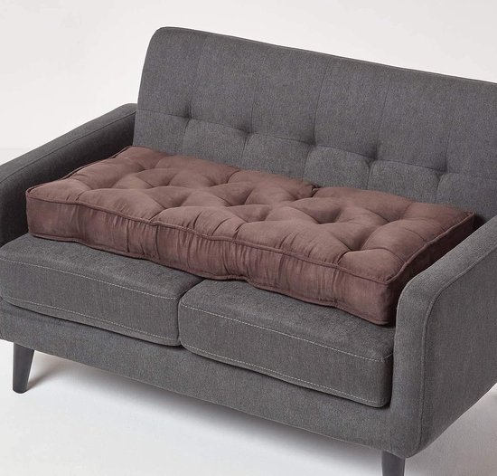 orthopedisch zitkussen voor 2-zits sofa, 100 x 50 x 10 cm – extra hoog, met draaggreep, overtrek van 100% katoen – stoelverhog/vloerkussen