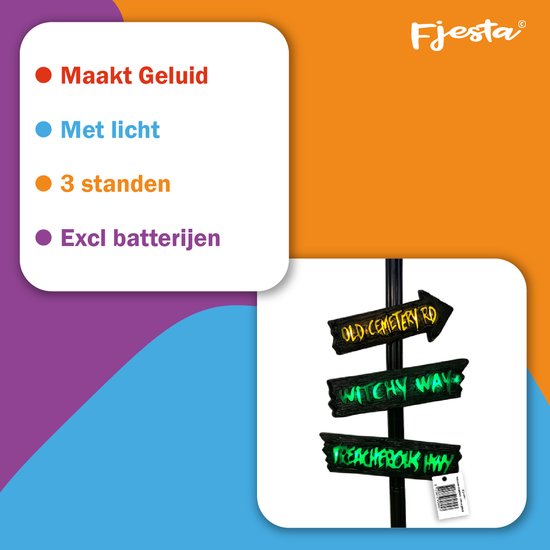 Plaque de rue Fjesta Halloween - Décoration Halloween - Lumière - Son - 200 cm