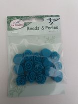 15 kunststoffen rozen beads en perles 15mm blauw