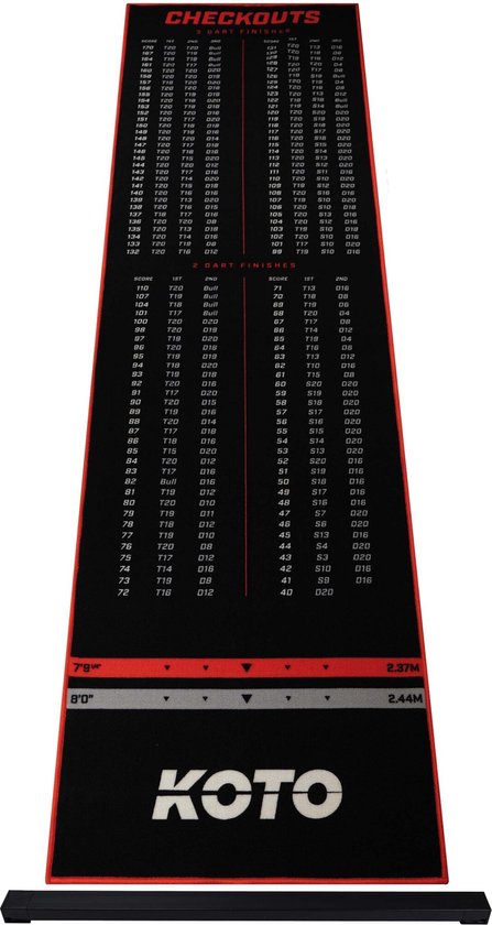 KOTO - Oche Carpet Checkout Darts Mat Black 285 X 80 Cm Oche Incl. Score Indicator, Non Slip Carpet Dart Mat, Professional Dart Mat, PRedect Floor & Darts - View #12