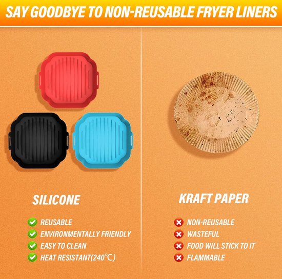 Siliconen Airfryer Liners Herbruikbare Vierkante Airfryer Liners voor 4-6 QT Food-Grade Bakpan Liner Airfryer Accessoires kopen vanaf een prijs van 8.3