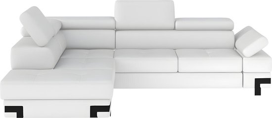 Hoekslaapbank in kunstleer DAMIEN II - Wit - Hoek links L 262 cm x H 94 cm x D 223 cm