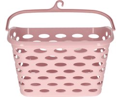 Plasticforte Wasknijpers ophang mandje aan haak - 26 x 15 x 21 cm - oud roze - kunststof