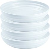 Plasticforte Bols/Plats - 4x - dessert/petit déjeuner - plastique - D22 x 5,5 cm - Blanc ivoire