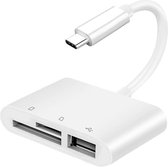 USB-C naar SD - Micro SD TF - USB - adapter kabel converter - kaartlezer - Wit - Provium