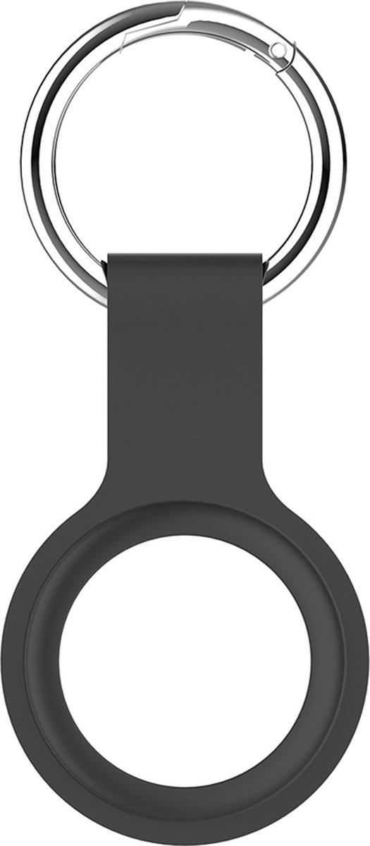 Moveteck AirTag Sleutelhanger Kunstleer Hoesje voor Apple Air-tag - Hanger voor Air-Tag - Case voor Air-Tag - Zwart