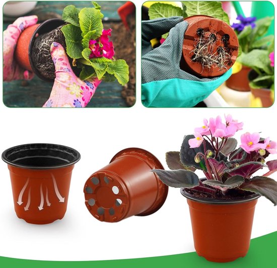Bloempot Vierkant, Deze Kleine Bloempotten Zijn Perfect Voor Decoratie Of Binnen En Buiten Plantenpot Met Onderzetter In Zwart