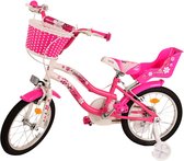 Volare Lovely Kinderfiets - Meisjes - 16 inch - Roze Wit - Twee Handremmen