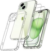 Coque iPhone 15 transparente Anti Shock silicone - Lot de 2 Verres de protection d'écran iPhone 15
