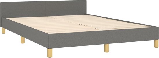 Bedframe met hoofdbord stof donkergrijs 80x200 cm | -nl