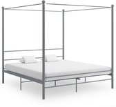 The Living Store Bedframe - Grijs - Gepoedercoat Metaal - 208x206x201 cm - Geschikt voor 200x200 cm Matras - Montage vereist