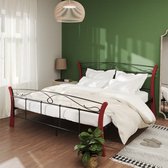 The Living Store Bedframe - Metaal - Eikenhout - 206 x 140 x 100 cm - Zwart en Donkerhout