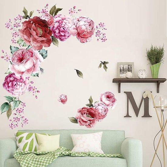 Muursticker, fleur de pivoine, décoration murale, imperméable