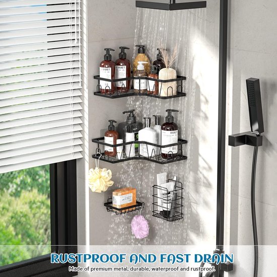 NESHO Shampoo houder voor douche Geen boren douche Caddy met haken