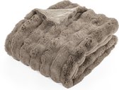 Tiseco - Couverture BUBBLE - fausse fourrure de lapin plaid - 130x170 cm - Taupe