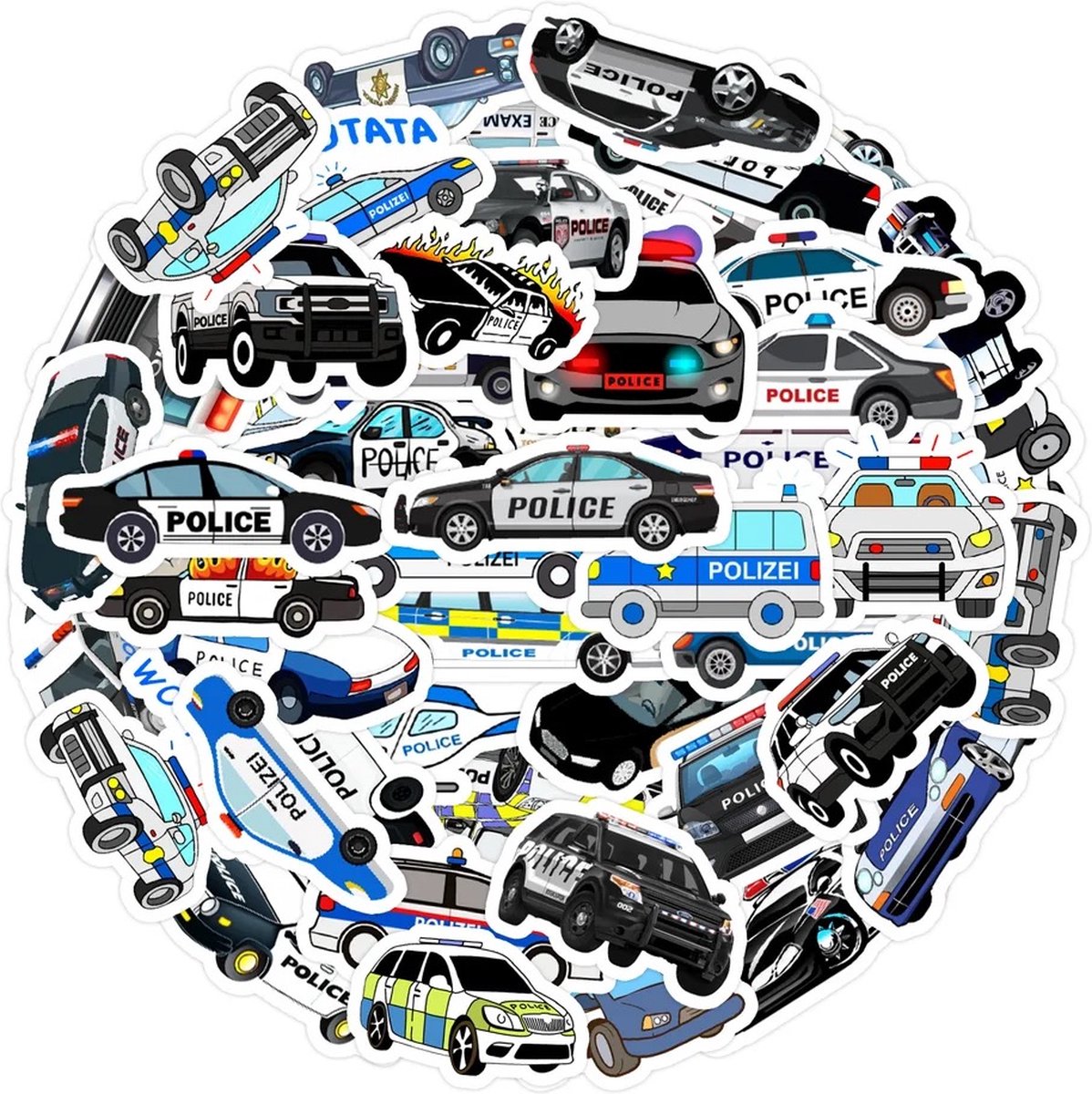 Politieauto's Stickers 50 Stuks | Politie | Auto | Car Stickers | Cop Car | Stoere Stickers | Laptop Stickers | Stickers Kinderen en Volwassenen | Stickervellen | Plakstickers | Koffer Stickers | Stickers Bullet Journal en Planner — afbeelding 2