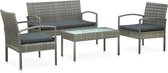 The Living Store PE-rattan Garden Furniture Set - Grey - 106x58x72cm - Steel Frame - Comfortable Cushions