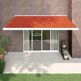 The Living Store Uittrekbare Luifel - 4.5 x 3 m (L x B) - Oranje/bruin polyester - Gepoedercoat aluminium frame