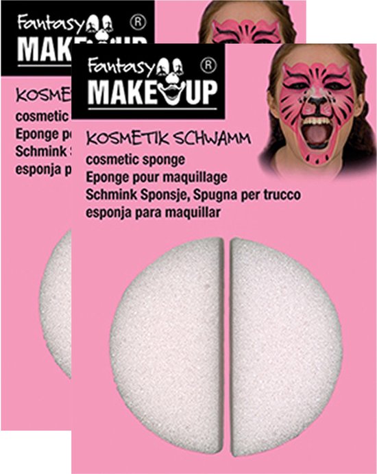 Fantasy Make-up, cosmetische sponsjes, 2 stuks, rond, wit.