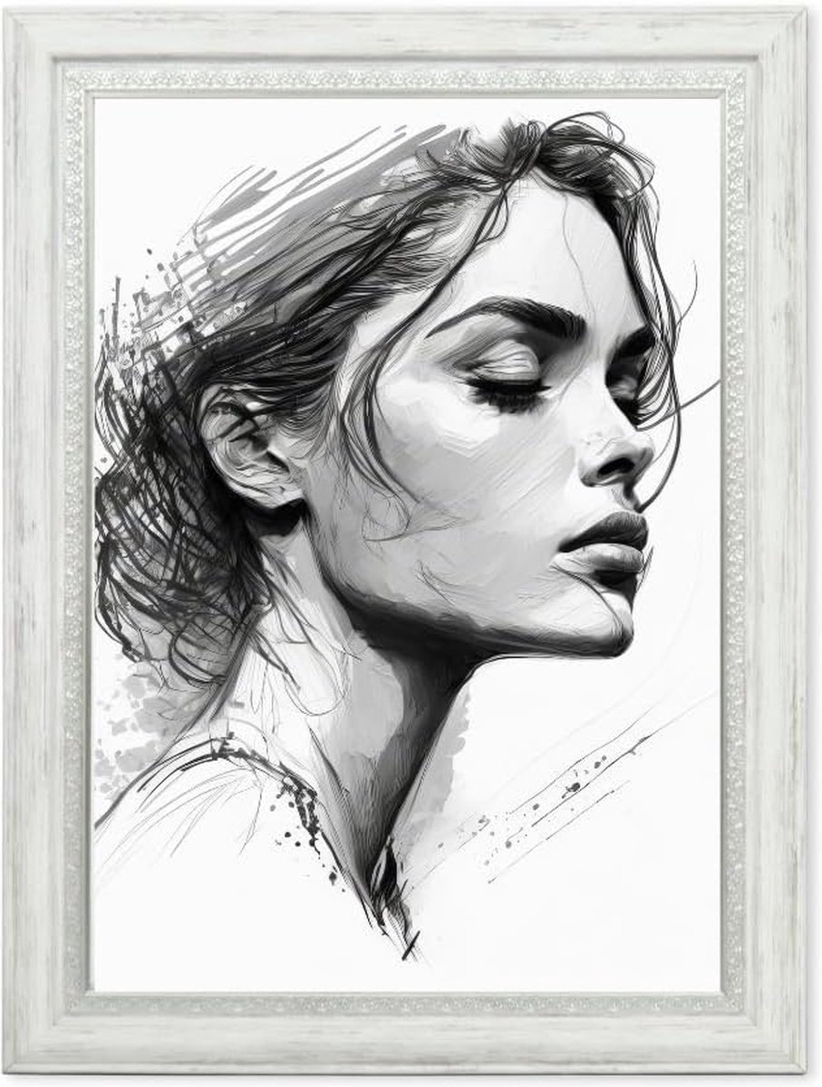Fotolijst boho wit in 21x30 cm - lijst: 30x16mm - fotolijst vintage deco rustiek - fotolijst A4 wit - fotolijst wit 20x30 - landhuis