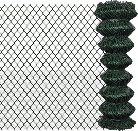 vidaXL Chain Link Fence Steel 3' 3"x49' 2" Green