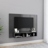 The Living Store Tv-wandmeubel - Hifi-kast - Hoogglans grijs - 120 x 23.5 x 90 cm - Montage vereist