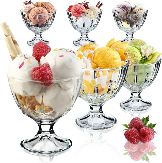 KADAX IJsbekers van glas, set van 6, 290 ml, dessertglazen