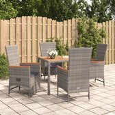 The Living Store Tuinset - Grijs - PE-rattan - 4 Tuinstoelen - Verstelbaar