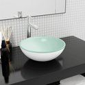 Lavabo blanc avec intérieur en verre dépoli vert clair, 35x12 cm.