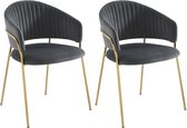 PASCAL MORABITO Set van 2 stoelen van velours en goudkleurig metaal - Grijs - MADOLIA - van Pascal Morabito L 55 cm x H 81 cm x D 55 cm