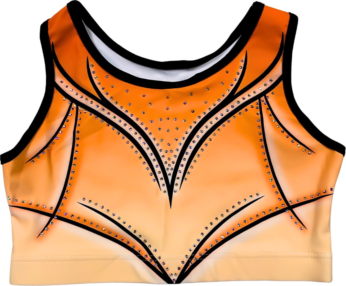 Sparkle&Dream Turntopje Claire Oranje - Maat INT 110/116 - Gympakje voor Turnen, Acro, Trampoline en Gymnastiek