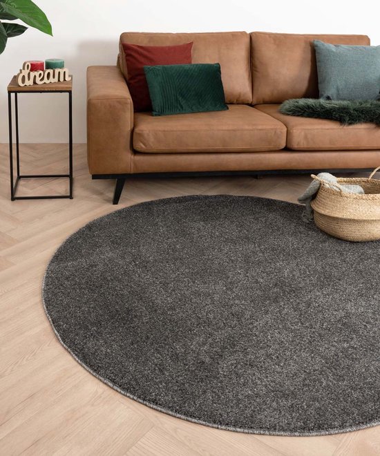 Rond vloerkleed Fine - grijs 240 cm rond