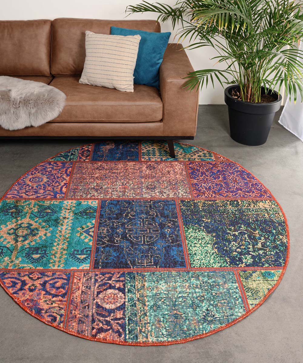 Patchwork vloerkleed rond - Fade No.1 multi 152