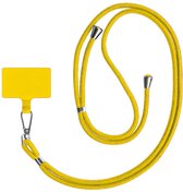 Geel telefoonkoord met een gele kaartclip.