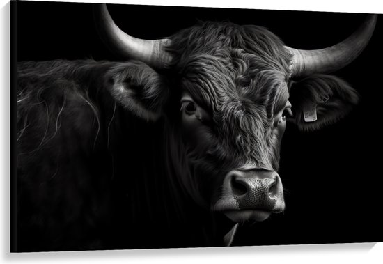 Canvas - Zwart stier staat voor zwarte achtergrond - 120x80 cm Foto op Canvas Schilderij (Wanddecoratie op Canvas)