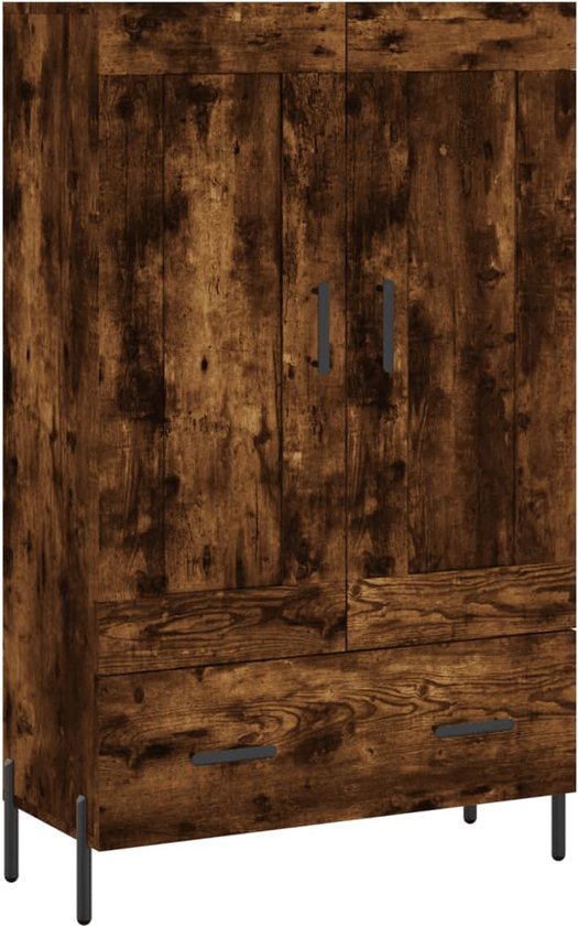 vidaXL Hoge kast 69,5x34x180 cm bewerkt hout bruineikenkleurig