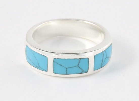 Bague en argent avec turquoise bleue - taille 19