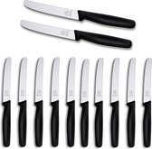 RÖR Solingen Couteau de Table avec Dentelé - Acier Inoxydable - Lame 10,5 cm - Zwart - 12 Pièces
